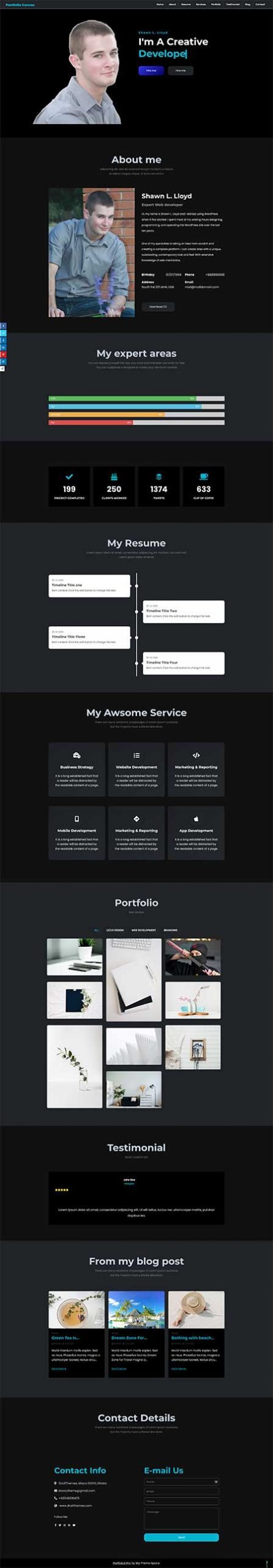 Portfolio Canvas Dark demo